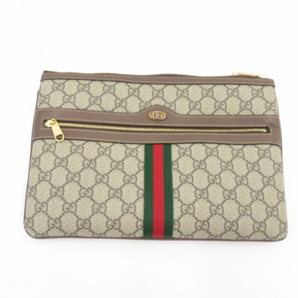 Gucci Ophidia Sherry GG Supreme Clutch Bag Beige Cream